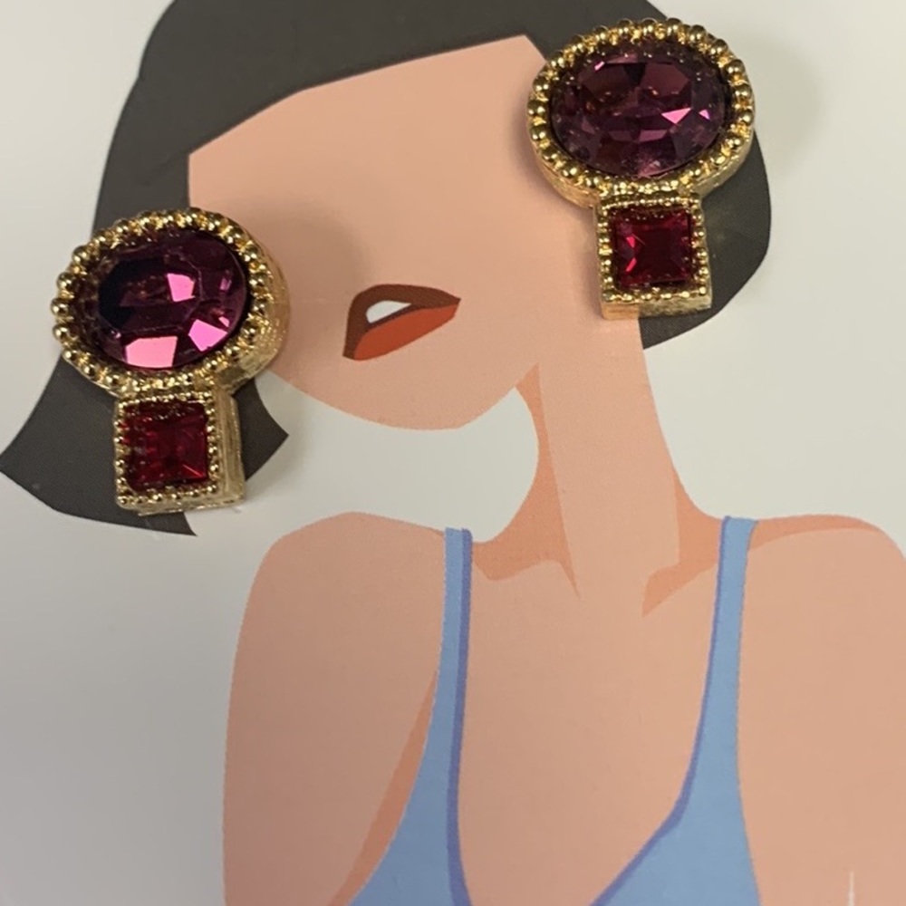 Earrings-Art Deco Purple and Red Crystal 🌺🌺🌺